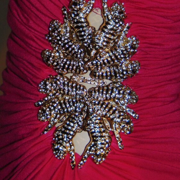 SKY Strapless Mini DressY2K Artsy Jeweled Tigers Pink Bodycon Mob Wife Elegant - Picture 9 of 11